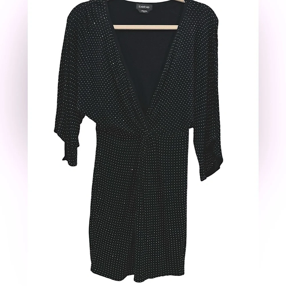 BEBE black bodycon dress with silver studs